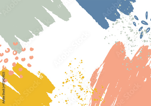 Minimal bright earth tone colorful vector watercolor brush background design elements