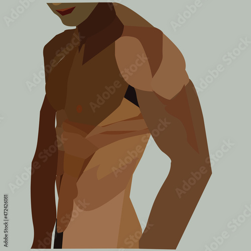 Muscular male model stock illustration