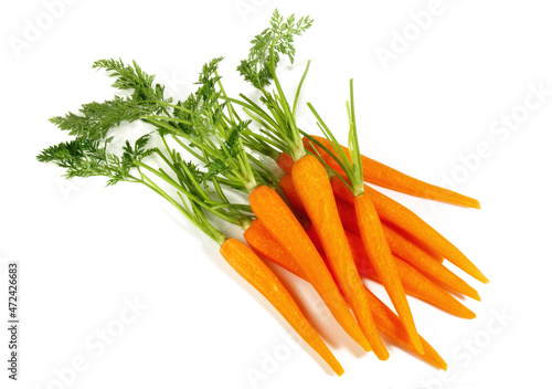 Fresh Vegetables - Peeled Fresh Carrots on white Background Isolated photo
