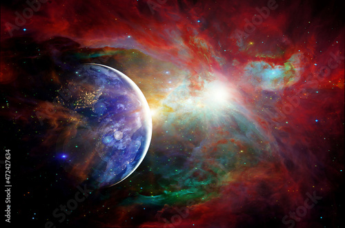 Fototapeta Naklejka Na Ścianę i Meble -  Planets and galaxy in outer space. Elements of this Image Furnished by NASA