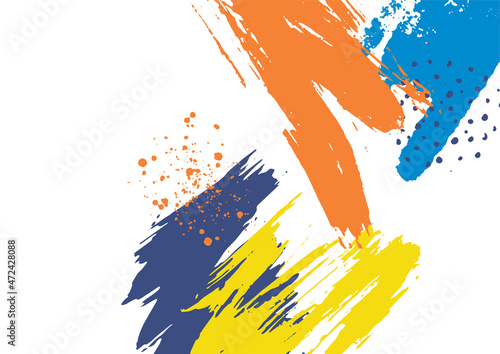 Abstract colorful background with brush strokes and doodles.