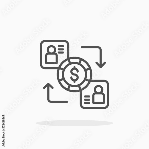 Transfer Money icon. Editable Stroke and pixel perfect. Outline style. Vector illustration. Enjoy this icon for your project.