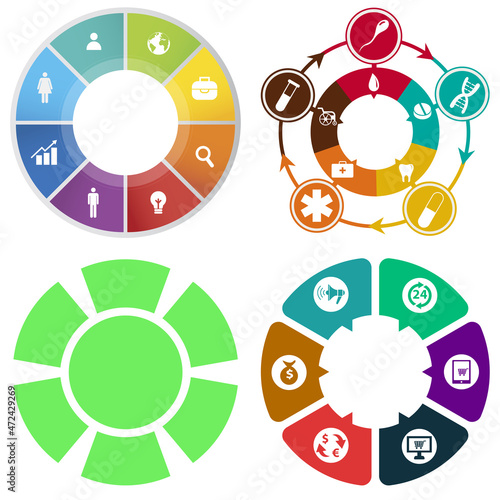 Business infographics. Set of pie chart	
