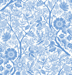 Stickers Vintage bloemen patronen Retro fantasiebloemen in vintage stijl  © Elen  Lane