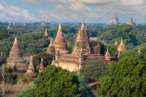 Old pagodas and temples at morning of Bagan  in Myanmar  formerly Burma