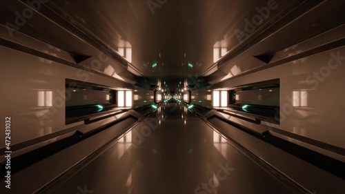 3d illustration of 4K UHD endless sci fi corridor