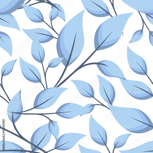 sprig pattern with sharp leaves. tropical blue leaf vector icon for web design, folklore and folk print