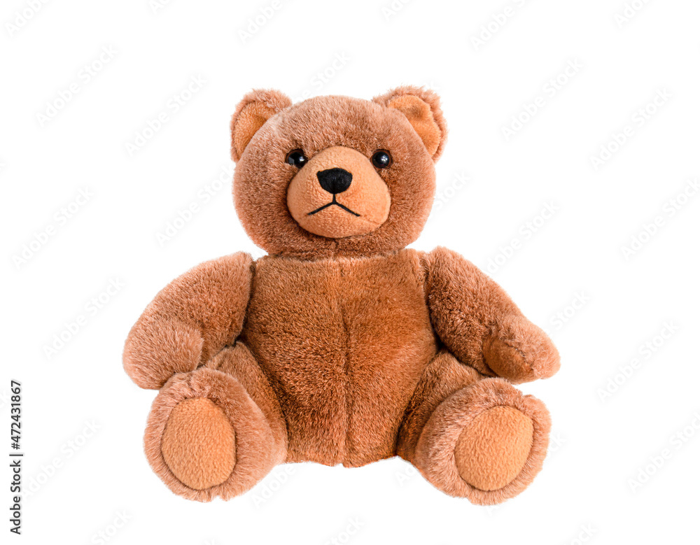 Fototapeta premium toy brown bear isolated on white background