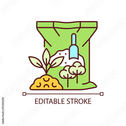 Cottonseed meal RGB color icon. Organic soil and plants supplement. Cotton byproduct used as plant feeding. Natural additive. Isolated vector illustration. Simple filled line drawing. Editable stroke
