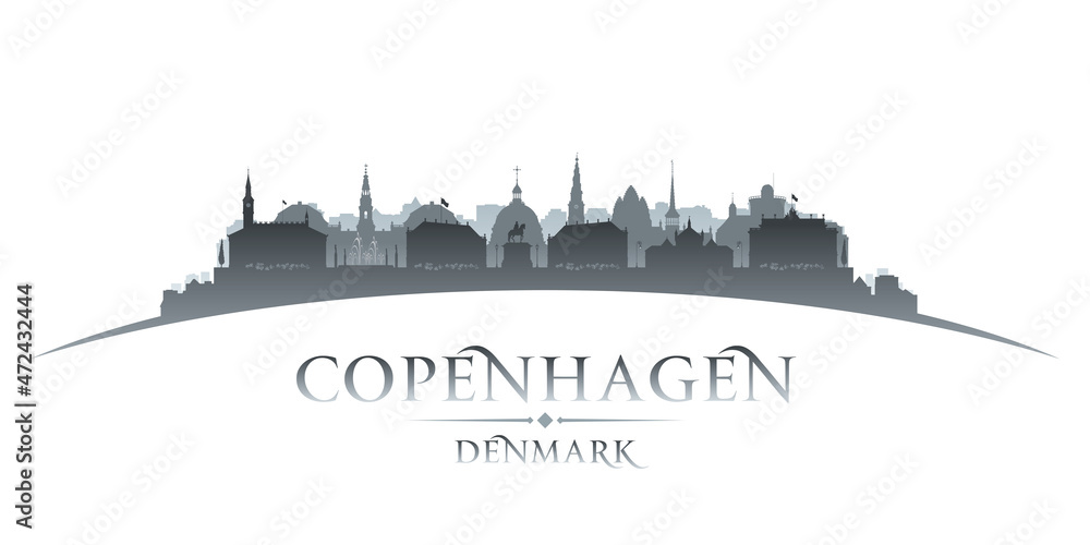 Copenhagen Denmark city silhouette white background