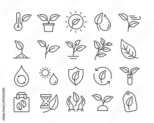 Plants Icons - Vector Line Icons. Editable Stroke. Vector Graphic