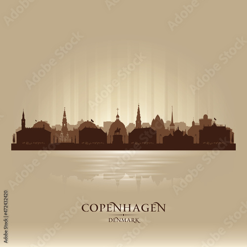 Copenhagen Denmark city skyline vector silhouette