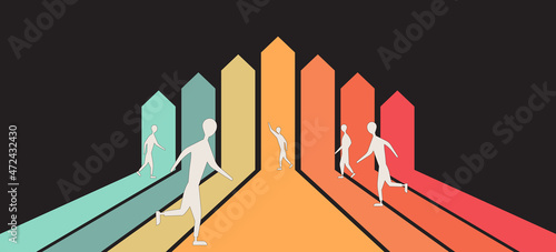 People are searching new opportunities or ways. Finding solution, business strategy. Vector illustration, EPS 10