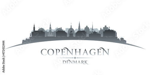 Copenhagen Denmark city silhouette white background