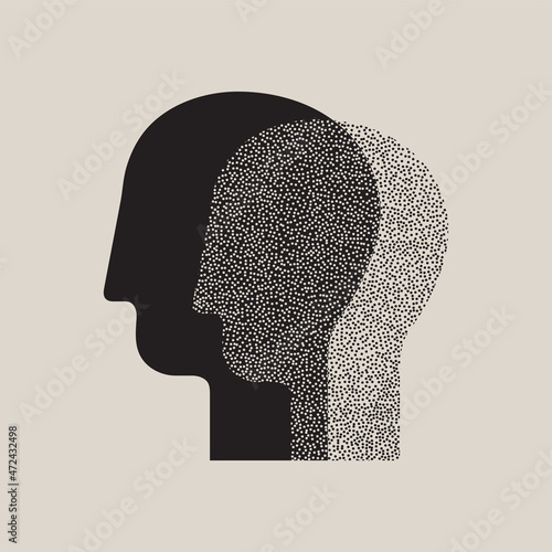 Abstract human head with dotted texture. Vector illustration, EPS 10