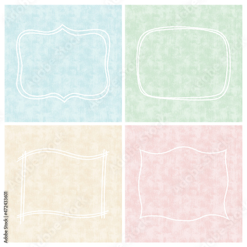 Simple frames and colorful pastel textures. 