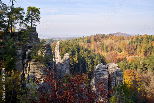 Prachovske skaly or Prachov Rocks in the Czech Republic in autumn