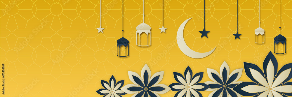 Ramadan Kareem arabic Islamic banner background design. Arabic pattern background. Islamic ornament vector.