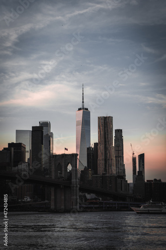 Freedom Tower with Brooklyn Bridge.