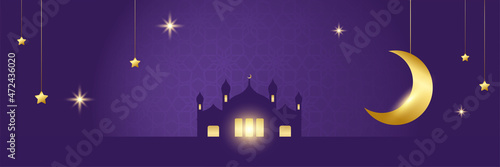 Islamic banner background design for Ramadan Kareem