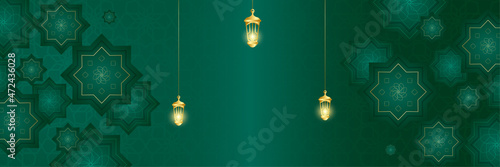 Islamic banner background design for Ramadan Kareem