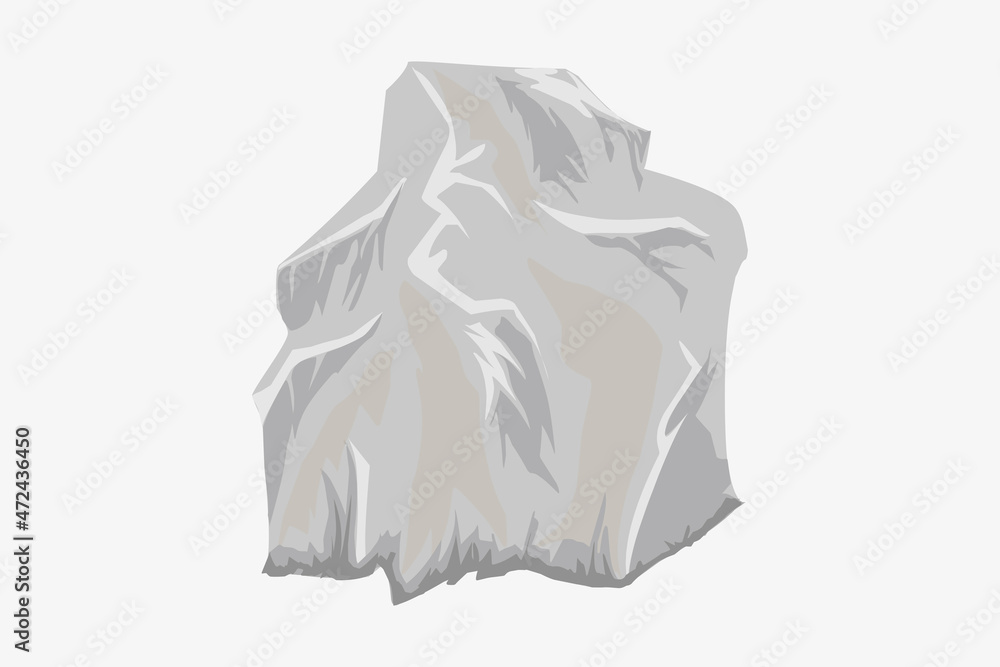 Obraz premium Stone, the structure and dough of the stone in gray tones. The rock in gray tones is isolated on a white background. Vectre eps illustration.