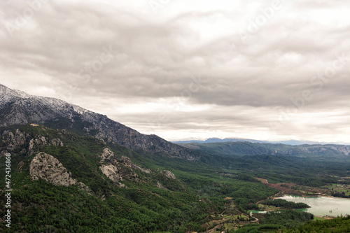 View over a valley in the Taurus mountains on a cloudy day