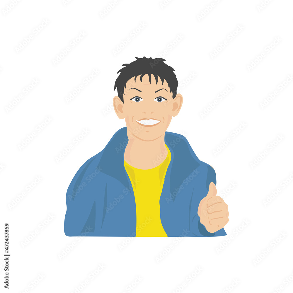 The boy shows the ok gesture, great. Thumbs up. The boy shows the ok gesture, great. Thumbs up.