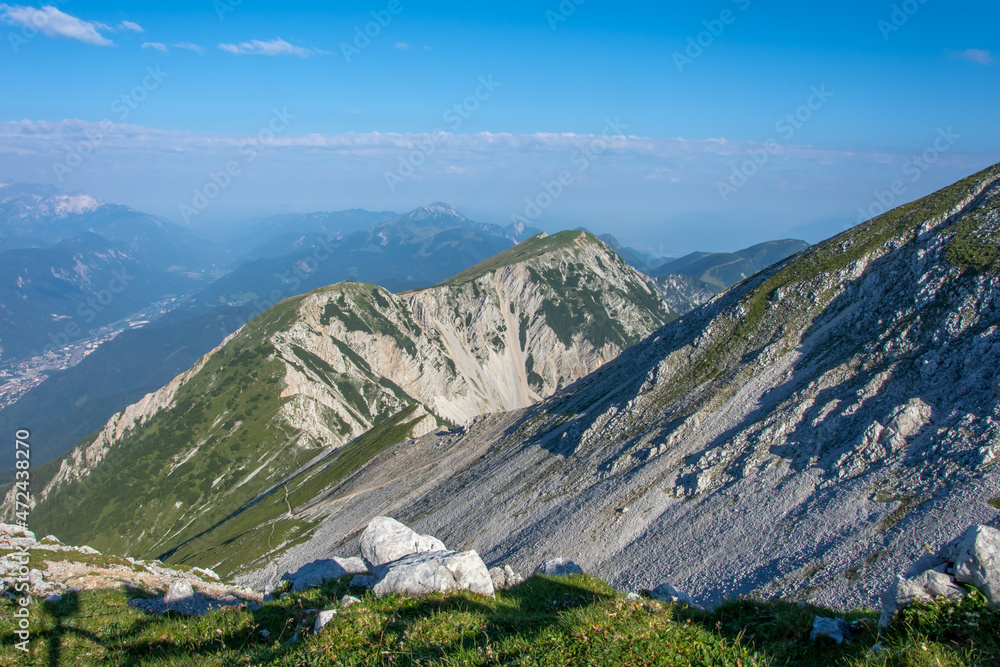 Beautiful view from mountain Stol, Slovenia, highest summit of Karavanke mountain, year 2020