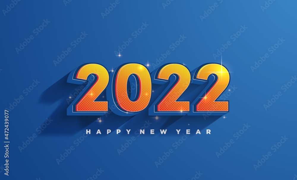 2022 happy new year cheerful bright colors.
