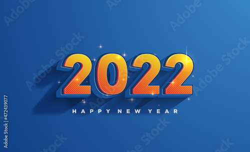 2022 happy new year cheerful bright colors. 