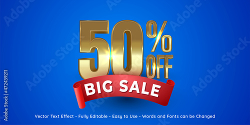 fifty percent off gold with sale ribbon