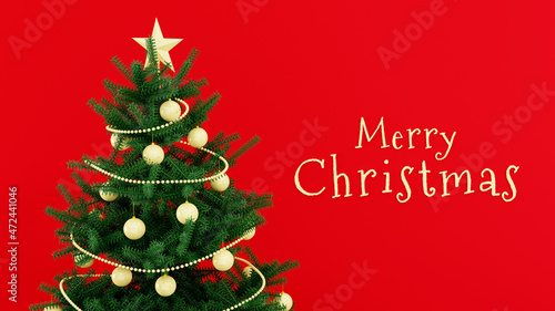 christmas card with christmas tree - 3D render illustration 