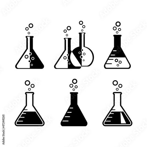 Laboratory glass icon set, vector illustration 