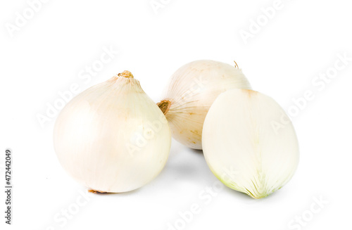 White onion on white background