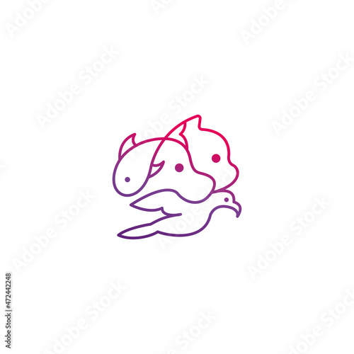 Cat, dog, bird, fish petshop symbol. Vector