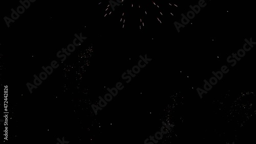 Fireworks in the dark night sky.