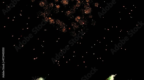 Fireworks in the dark night sky.