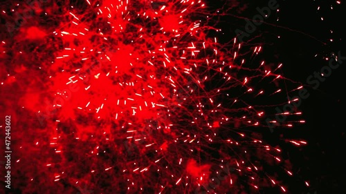 Fireworks in the dark night sky.