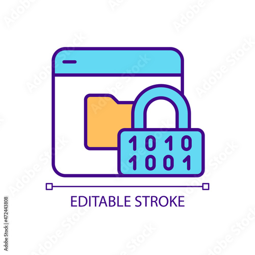 Personal data encryption on internet sources RGB color icon. Keeping privacy online protect modern technology. Isolated vector illustration. Simple filled line drawing. Editable stroke
