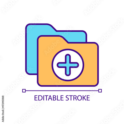 Data backup to save information RGB color icon. Copy information to protect privacy. Folders in virtual storage. Isolated vector illustration. Simple filled line drawing. Editable stroke