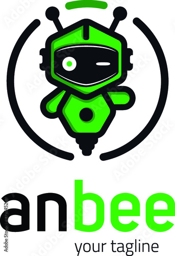 Flying android robot logo