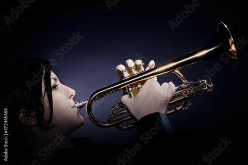 Trumpet player playing jazz musician trumpeter