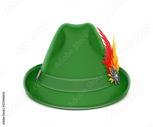 Hunter cap. Traditional Tyrolean hat. Isolated on white background. Eps10 vector illustration.