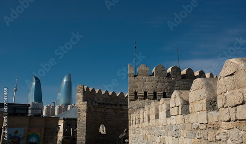 a view from the old city of Baku, Azerbaijan