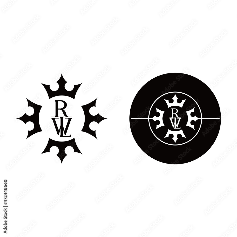 Fototapeta premium logo R W L crown icon vector