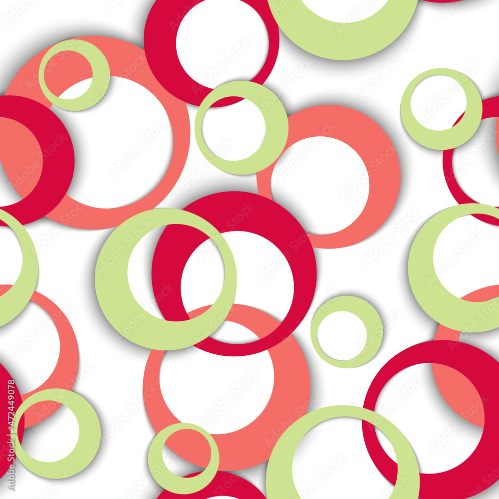 Circle rings geometric seamless pattern, round shapes Circle rings geometric seamless pattern, round shapes