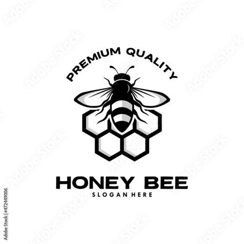 vintage honey bee logo template illustration vector graphic