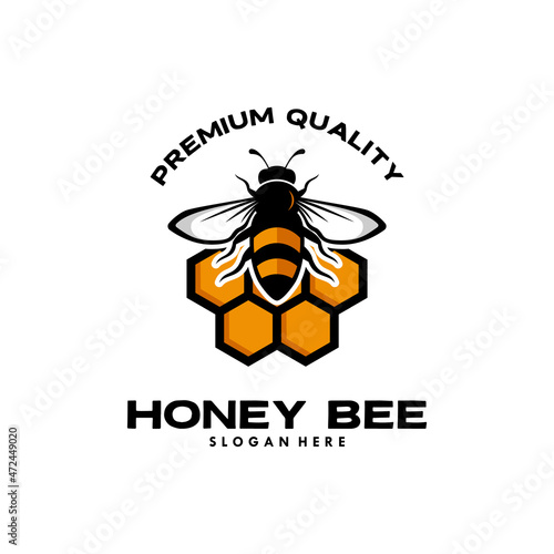 vintage honey bee logo template illustration vector graphic