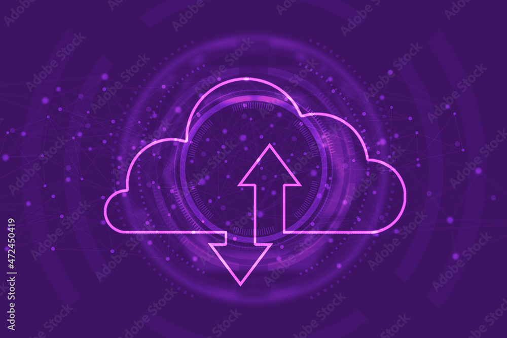 2d illustration Cloud with uploading downloading arrow 2d illustration Cloud with uploading downloading arrow